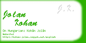 jolan kohan business card